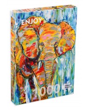 Puzzle Enjoy din 1000 de piese - Elefant colorat -1